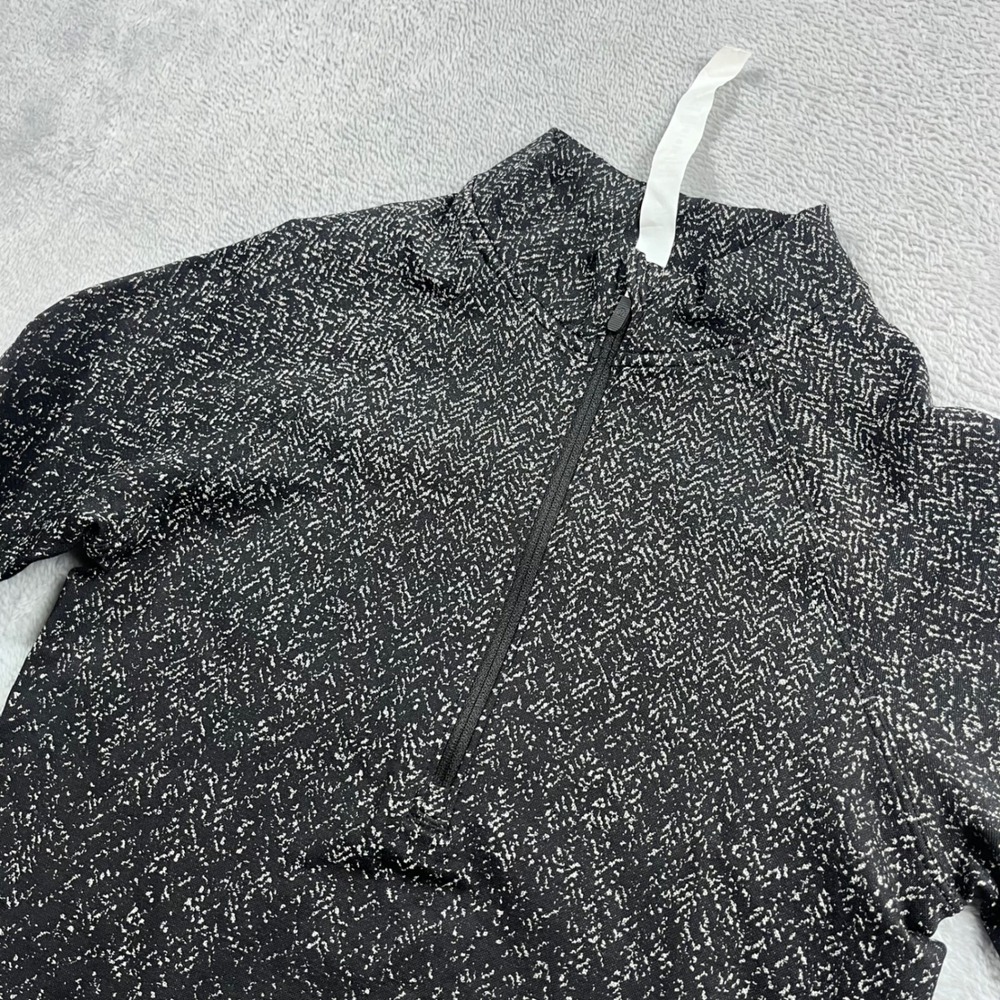 Lululemon Rest Less Cropped 1/2 Zip Black White Speckled Pullover Size 6